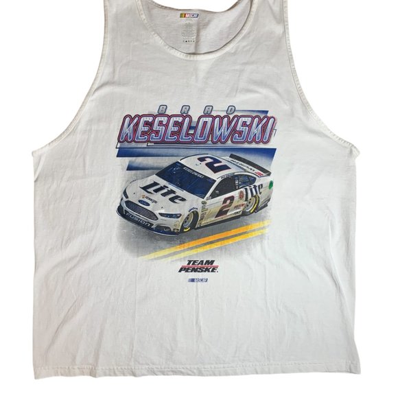 Brad Keselowski Team Penske NASCAR #2 Men's Tank Tops T Shirt Size 3XL - Picture 1 of 5